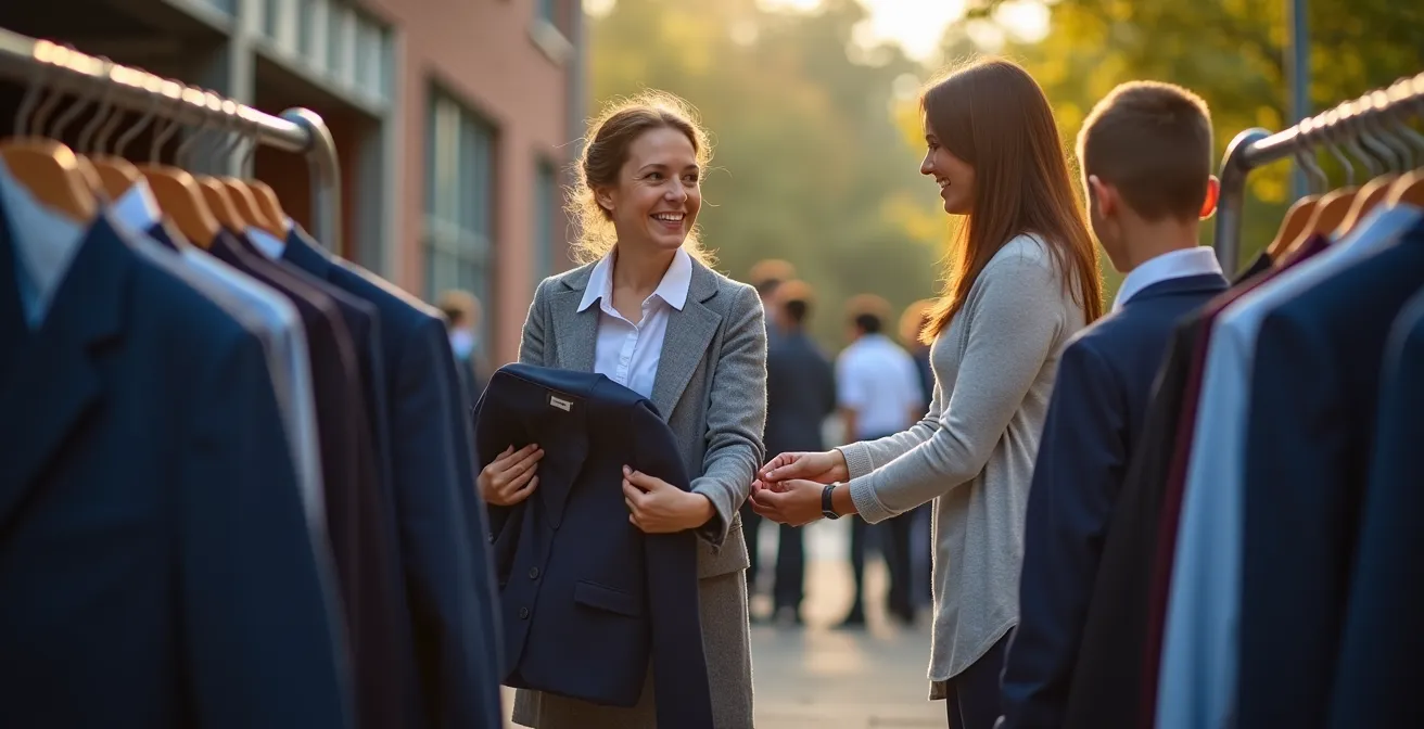 Mercadillo escolar de intercambio de uniformes organizado