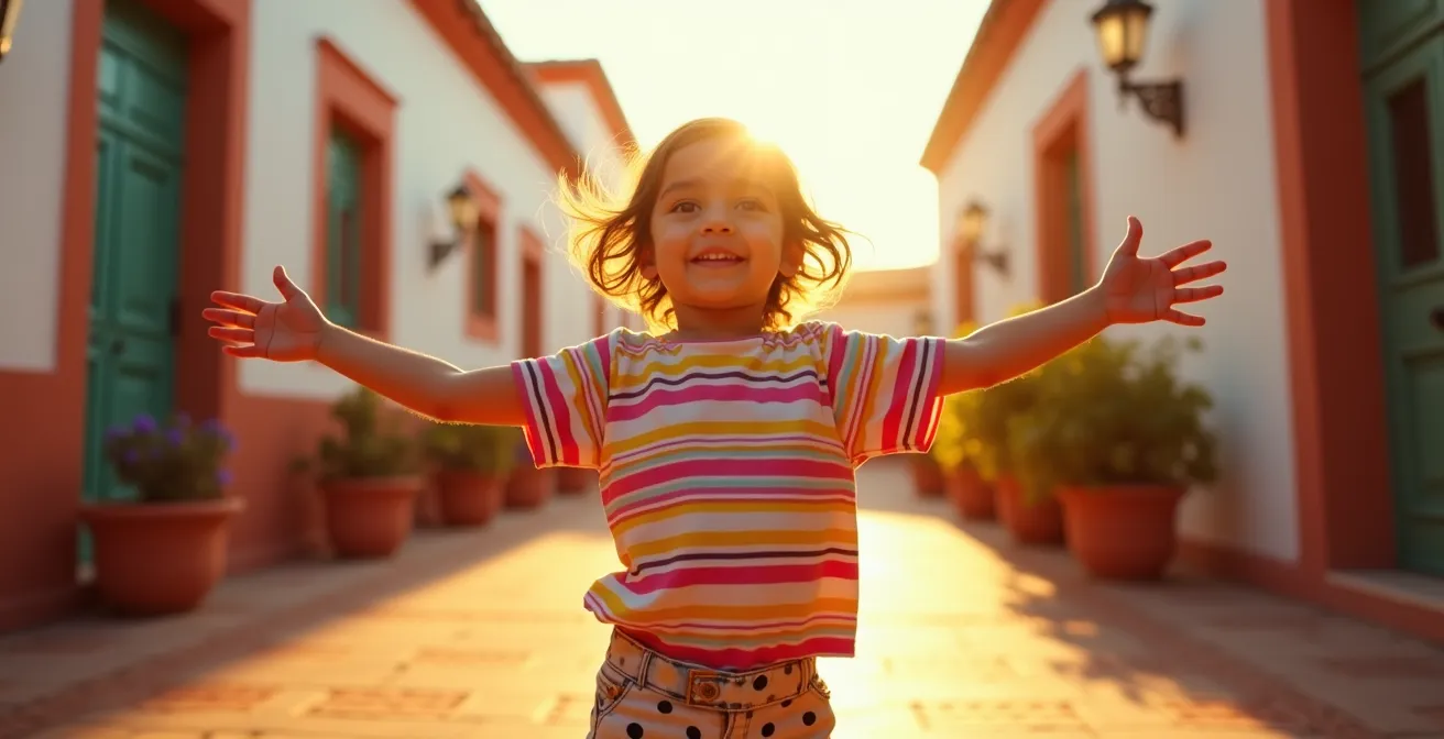 Niño de 4 años vistiendo combinación colorida y creativa de ropa