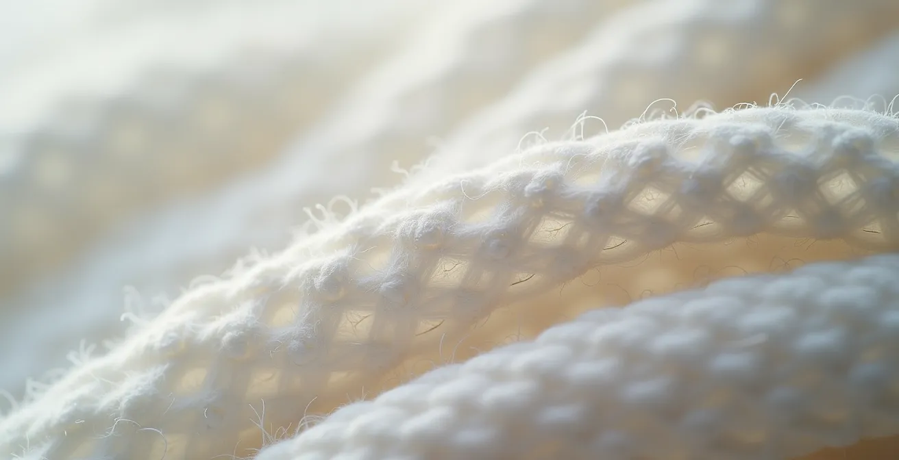 Detalle macro de fibras de algodón de alta calidad mostrando su estructura