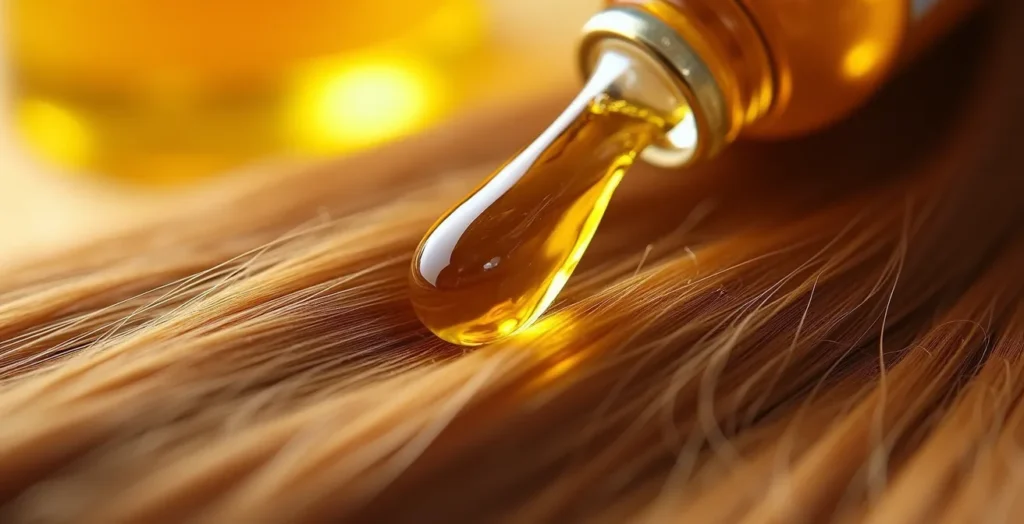 Aplicación de aceite natural en las puntas del cabello antes del lavado